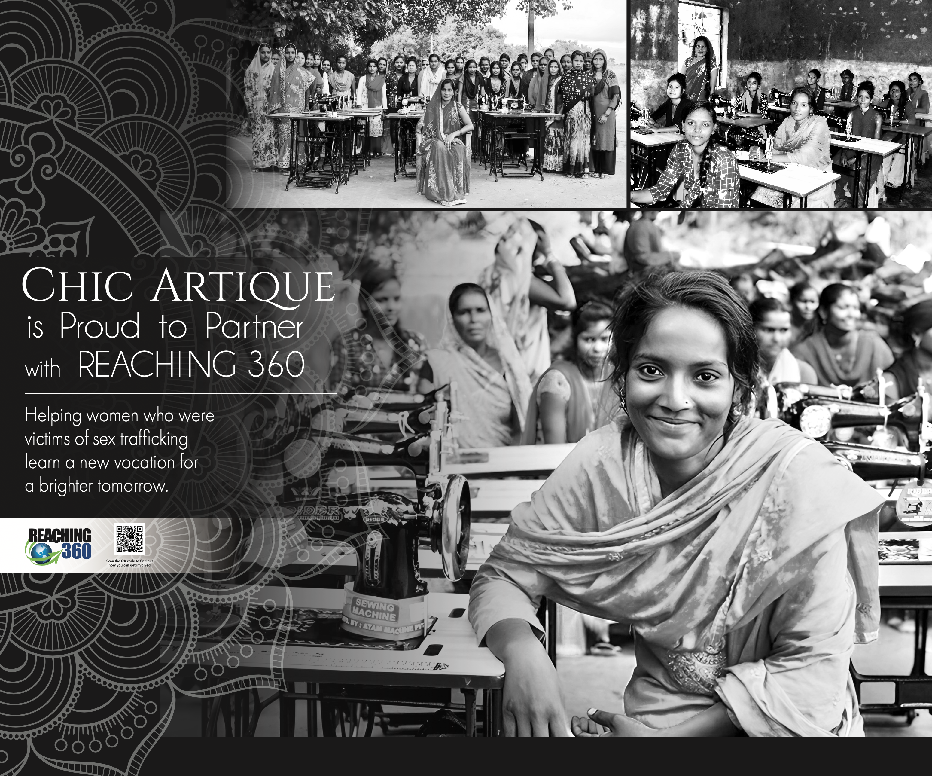 Design for Chic Artique Wall Vinyl Mural in Black and White