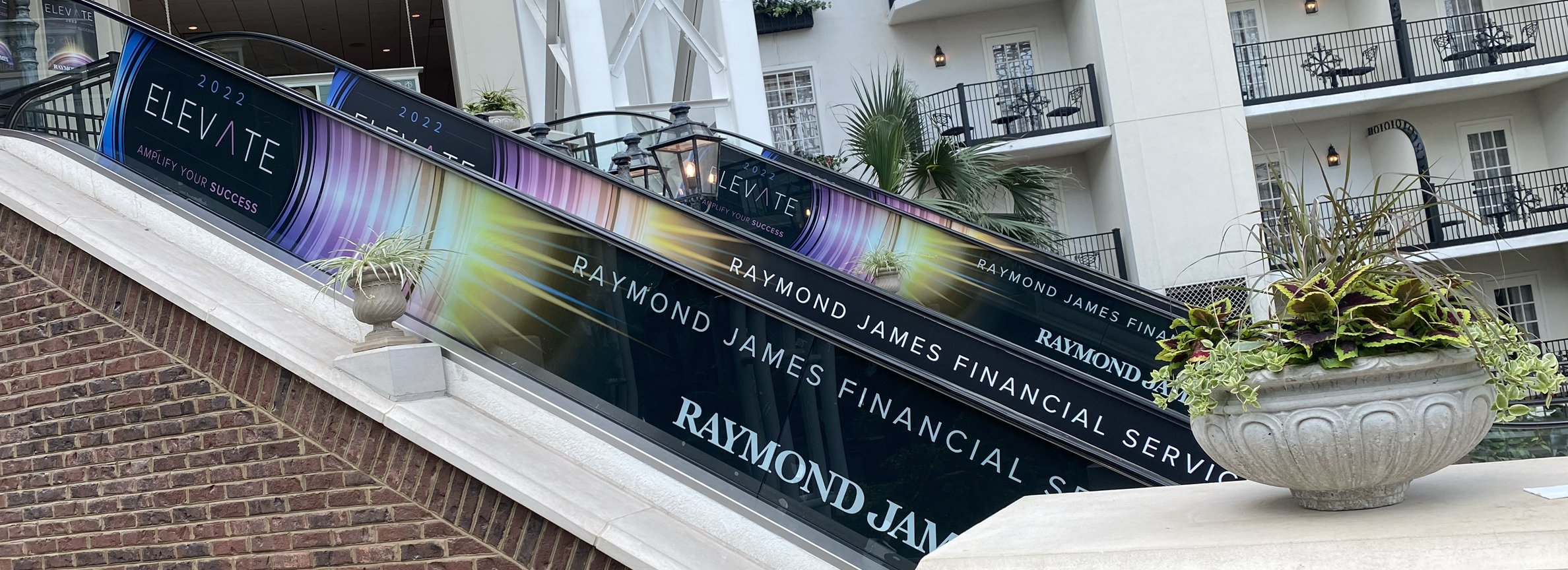 Vinyl Wrapped Escalator for the Event Elevate 2022